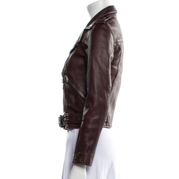 AllSaints Burgundy Leather Jacket - Picture 3 of 3